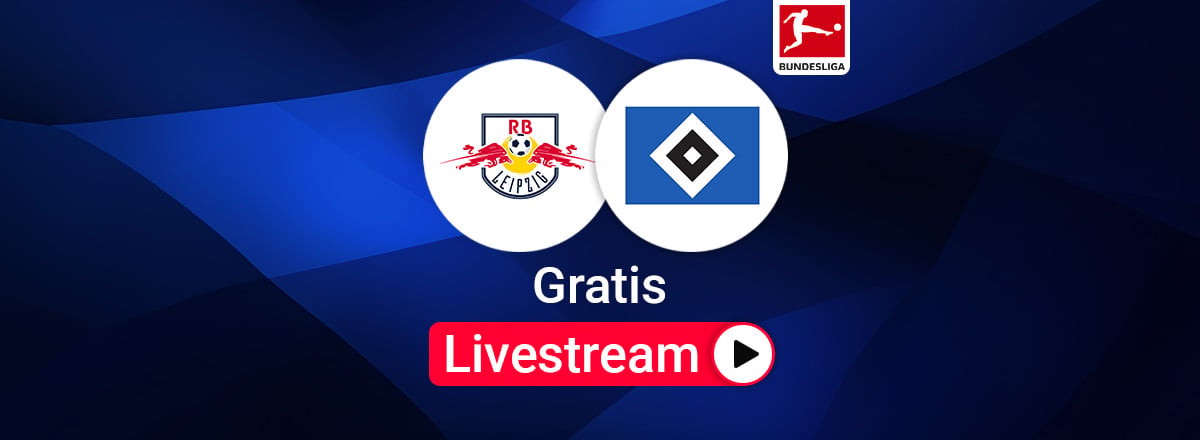 Team Logos, RB Leipzig gegen HSV Bundesliga Livestream, blauer Hintergund