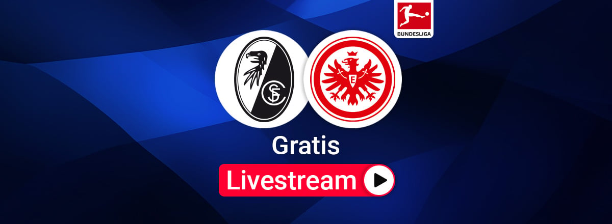 Team Logos, Freiburg gegen Frankfurt Bundesliga Livestream, blauer Hintergrund