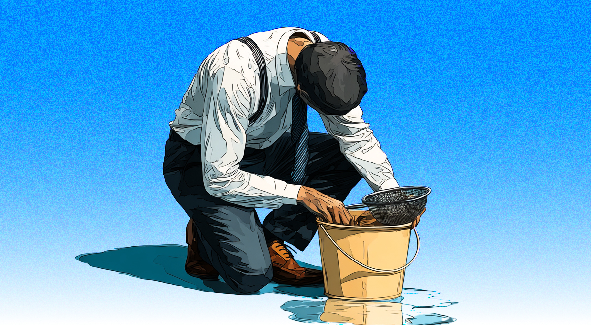 An office worker doing meaningless work