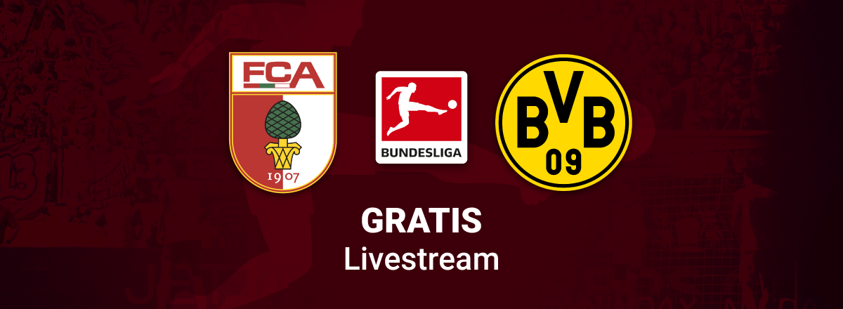 Augsburg vs. BVB, Team Logos, brauner Hintergrund, Bundesliga Logo