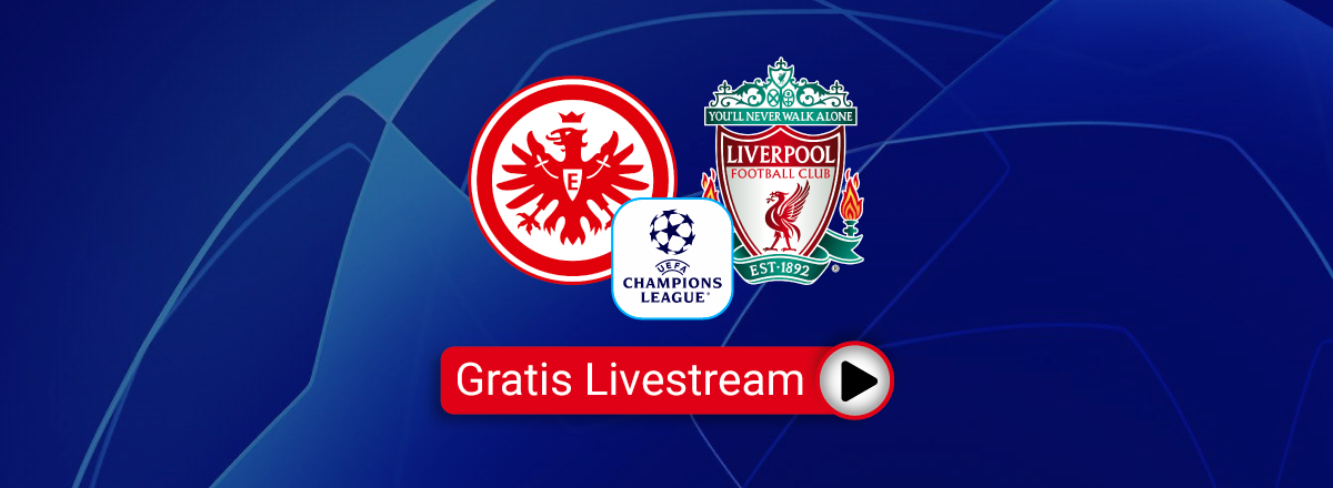 Eintracht Frankfurt vs. Liverpool, Team Logos, blue background, Champions League