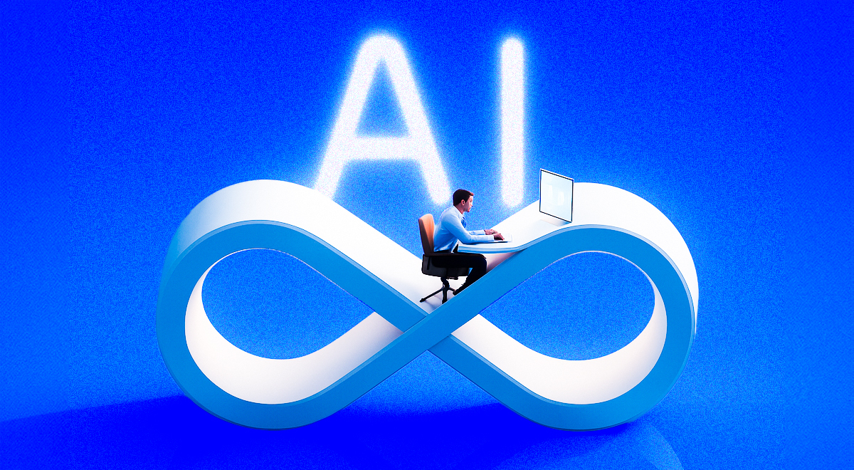 An office worker using AI for work