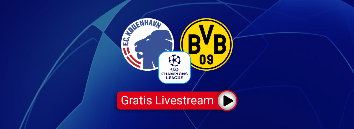 Kopenhagen vs. Borussia Dortmund Team Logos, blauer Hintergrund, Champions League