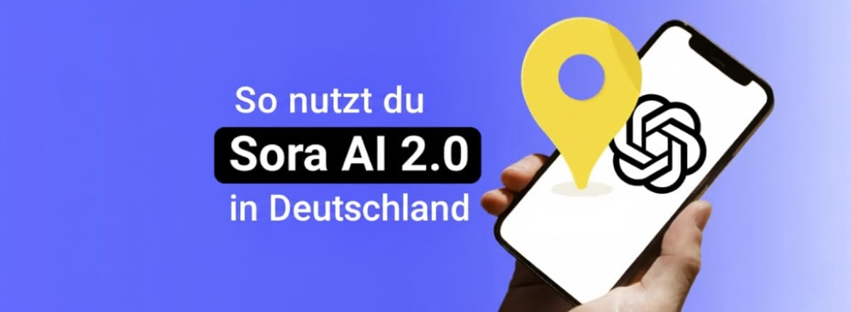 Handy, OpenAI Logo auf dem Screen, gelber Positionsmarker