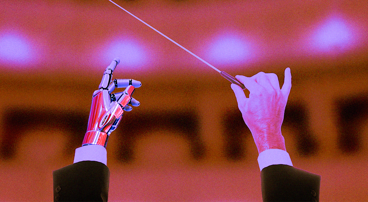 A conductor with a robot hand