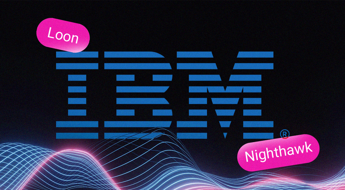 The IBM logo with Loom and Nighthawk.