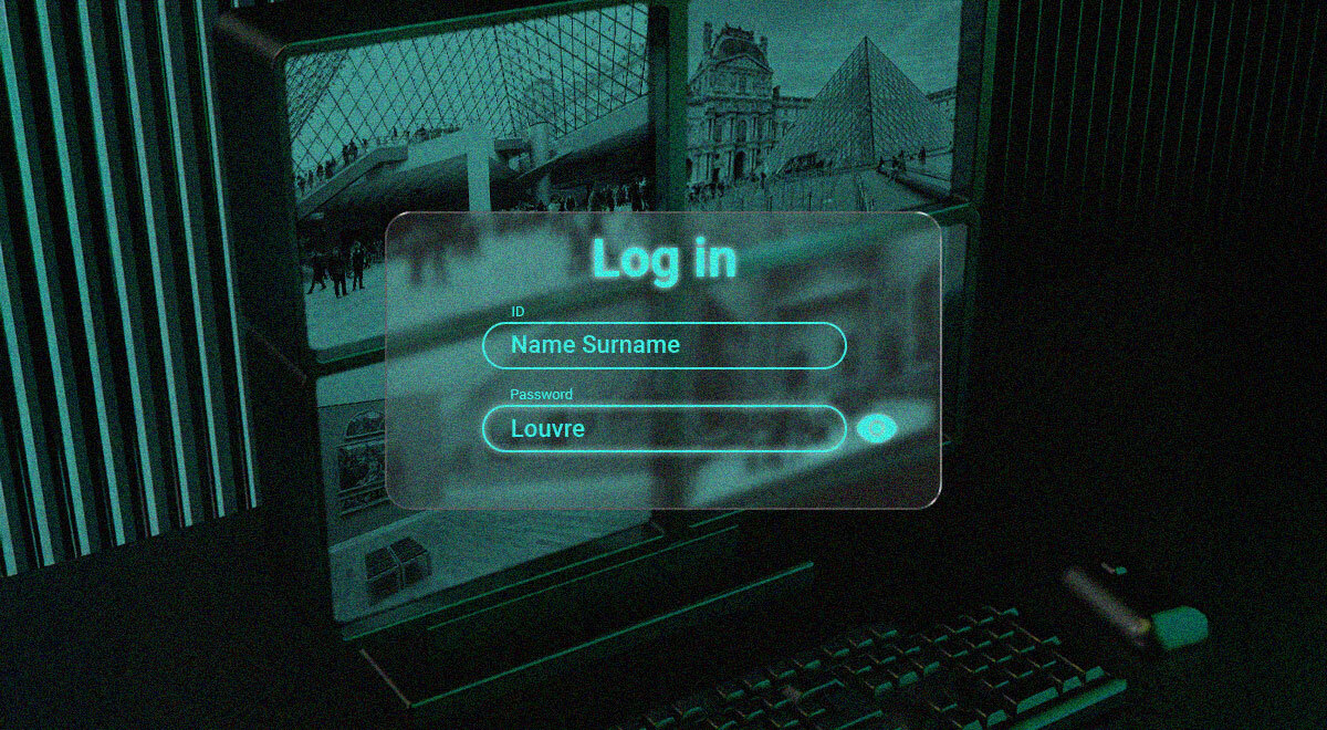 A laptop with the Louvre's photos on a desktop