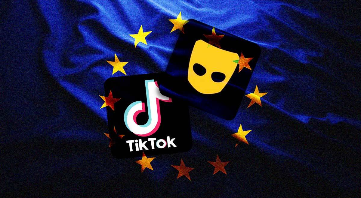 EU-flag-TikTok-and-Grindr-logos