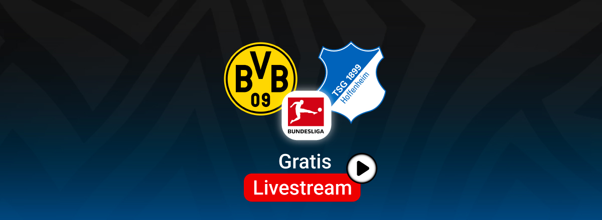 Dortmund vs. Hoffenheim, Team Logos, blauer Hintergrund