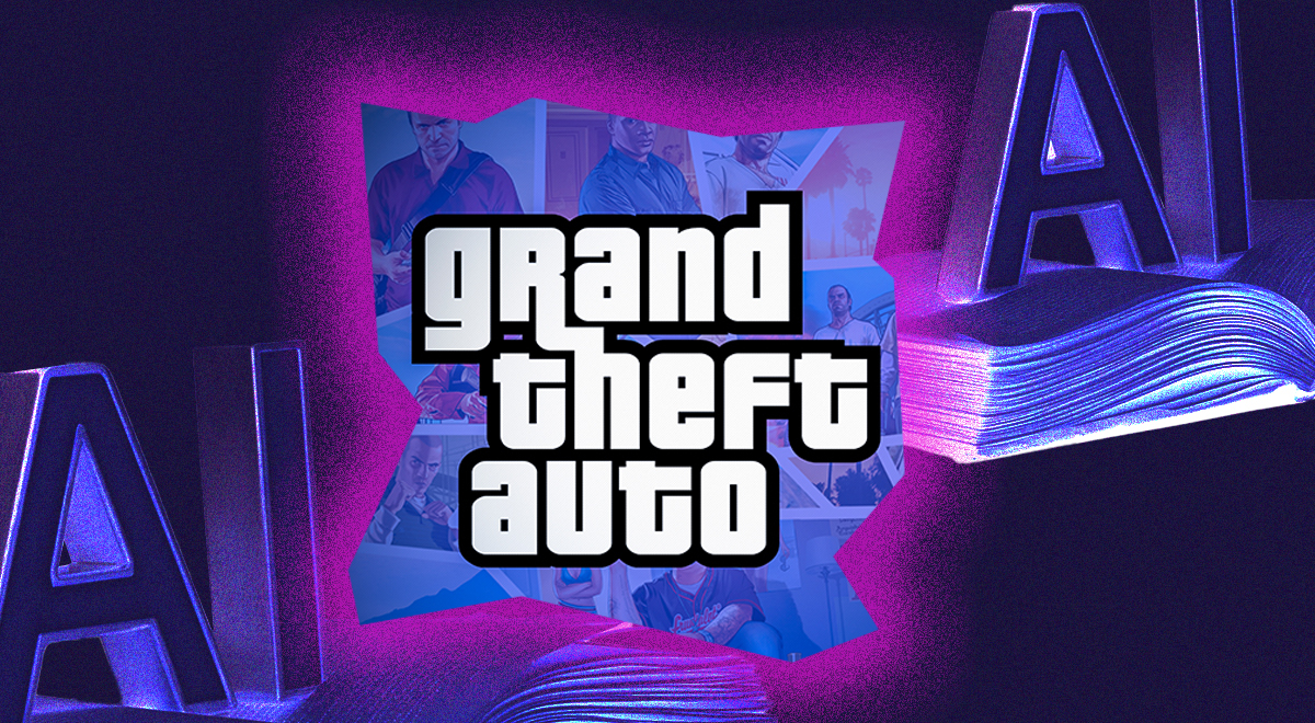 Grand Theft Auto logo and letters AI behind it