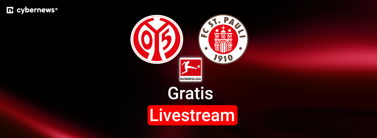 Main vs. St. Pauli, Team Logos, Bundesliga Logo, blauer Hintergrund