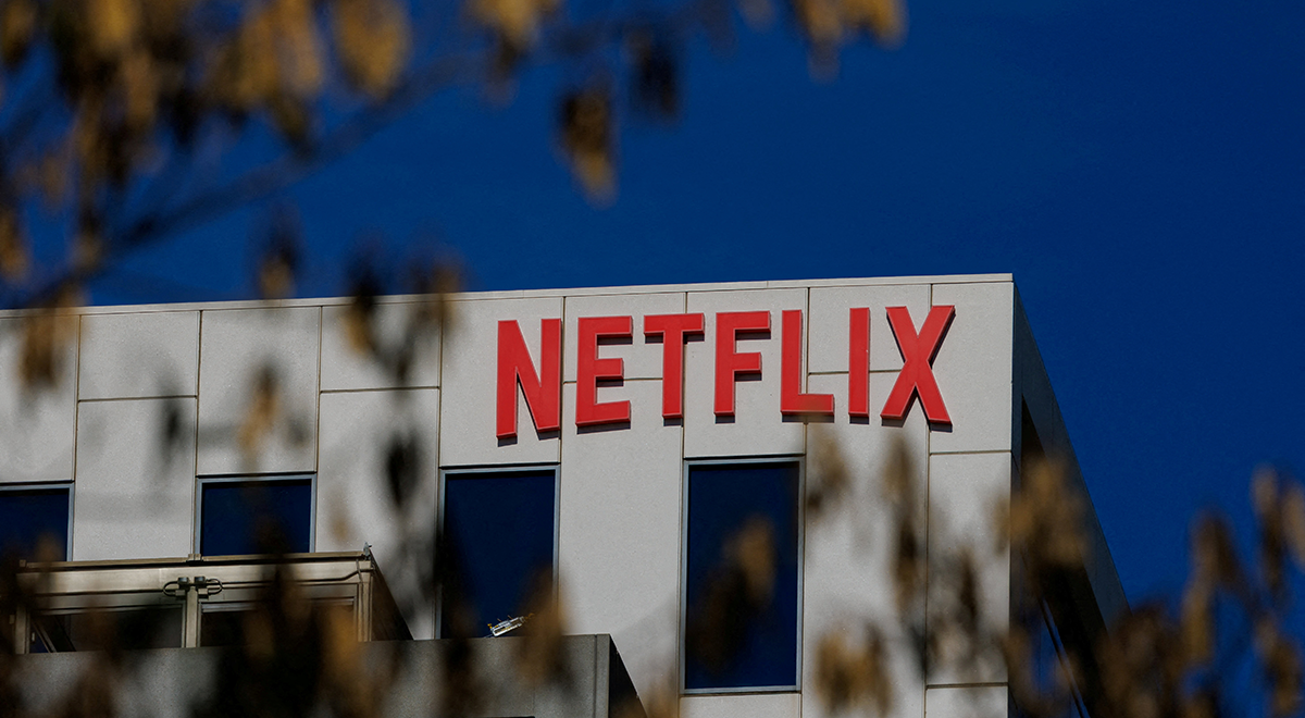 Netflix logo on a building