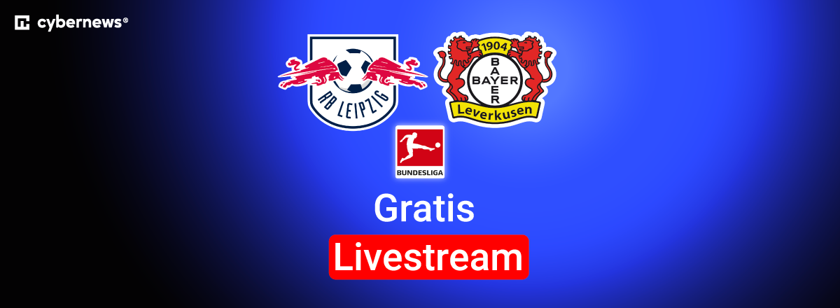 Leipzig vs. Leverkusen, Team Logos, Bundesliga Logo, blauer Hintergrund