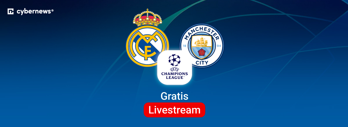 Real Madrid vs. Man City, Team Logos, Streaming, blau