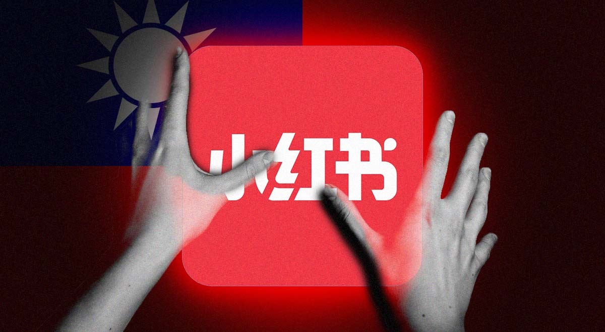 The Taiwanese flag, alongside the Rednote logo in Chinese language.