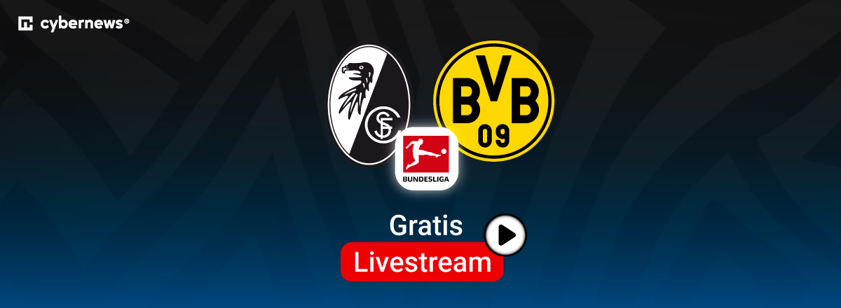 Freiburg vs. Dortmund, Team Logos, Bundesliga, blauer Hintergund