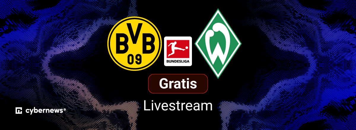 Borussia Dortmund vs. Werder Bremen, Team Logos, blauer Hintergrund
