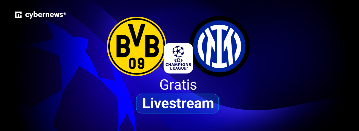 Dortmund - Inter, Team Logos, blauer Hintergrund