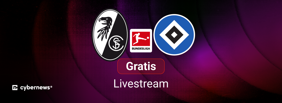 SC Freiburg vs. HSV, Team Logos, blauer Hintergrund