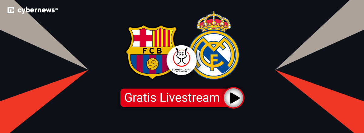 Barca vs Real, Team Logos, Supercopa de España, Black Background