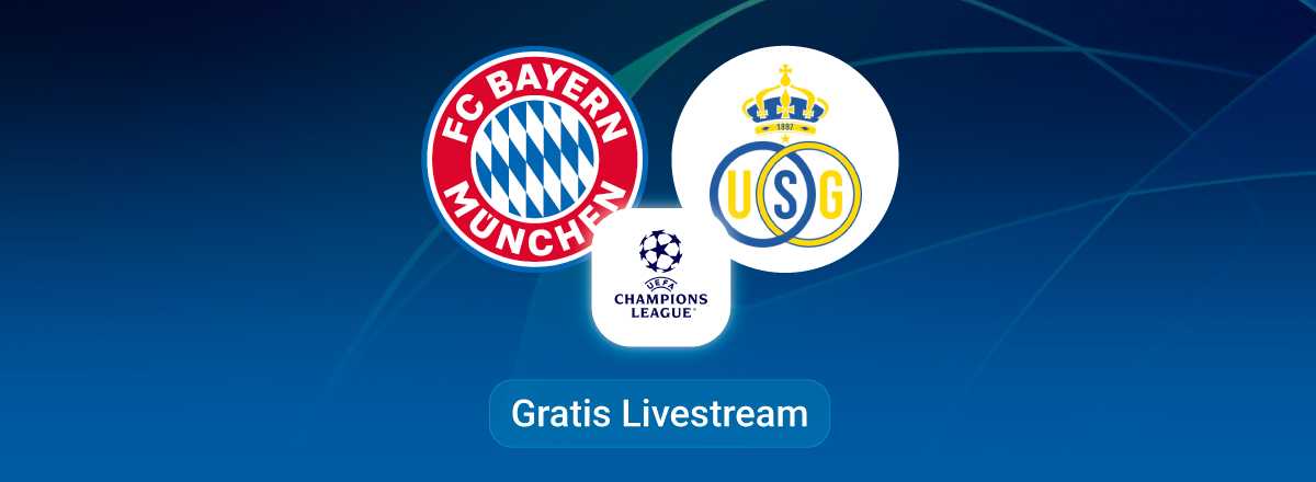 bayern vs union saint gilloise, team logos, blue background