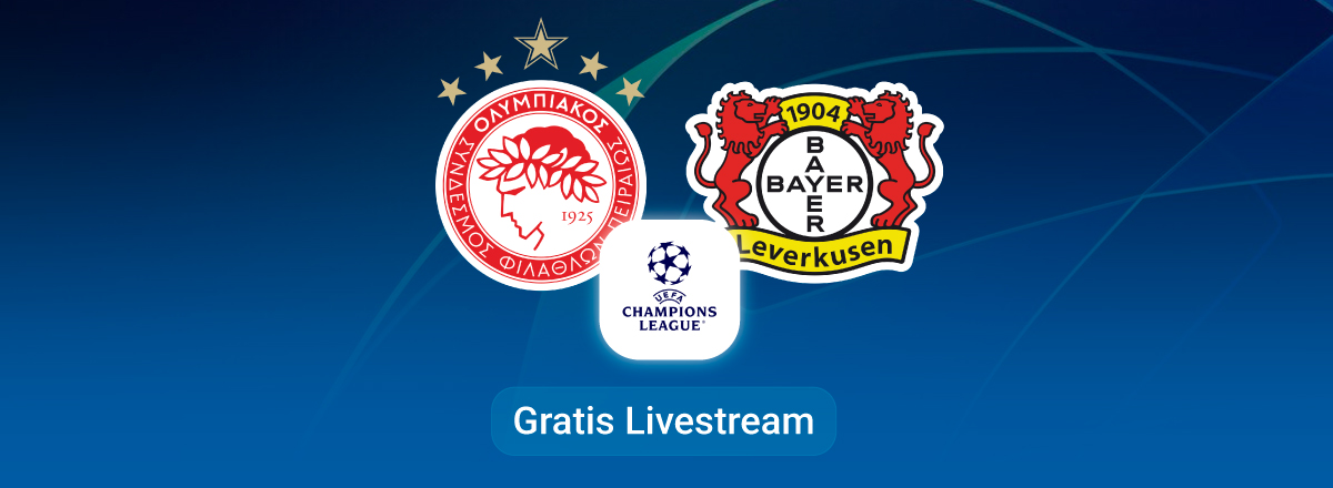 olympiacos vs leverkusen, team logos, blue background