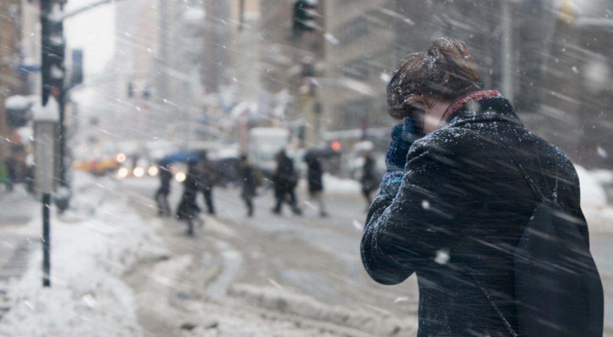 Person in a snow storm