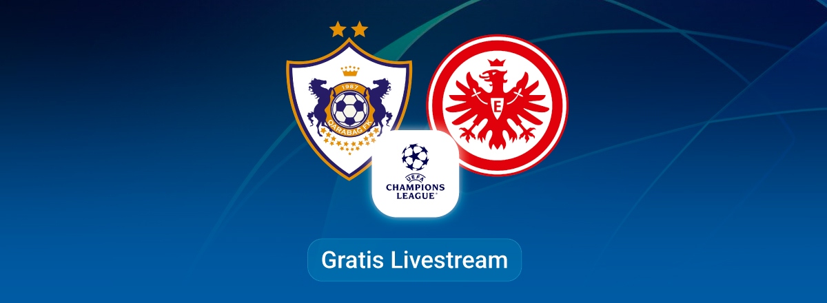 qarabag vs eintracht frankfurt, team logos, blue background