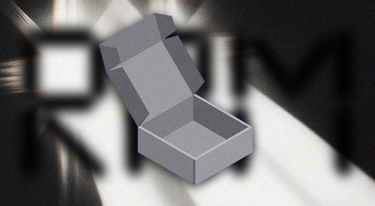 An empty box on the black and white background