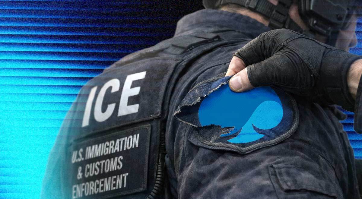 Capgemini logo getting detached from ICE officer
