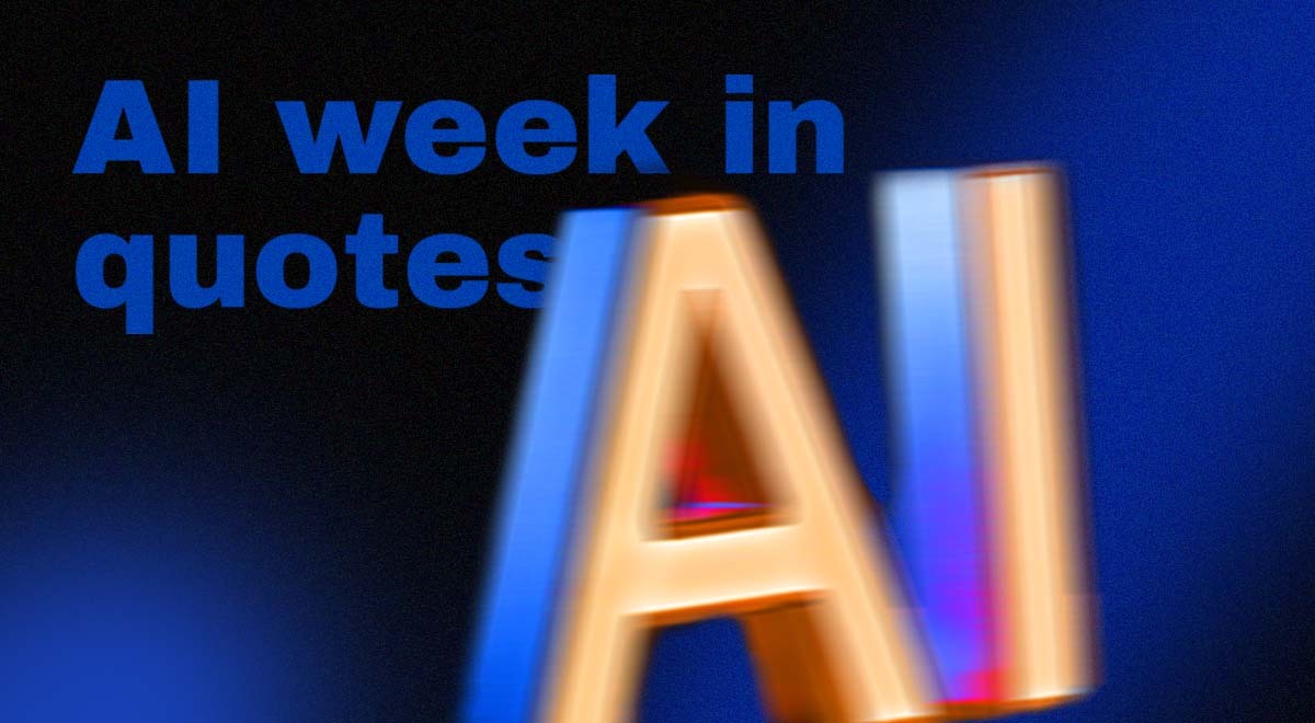 Words "AI week in quotes" on a dark blue background