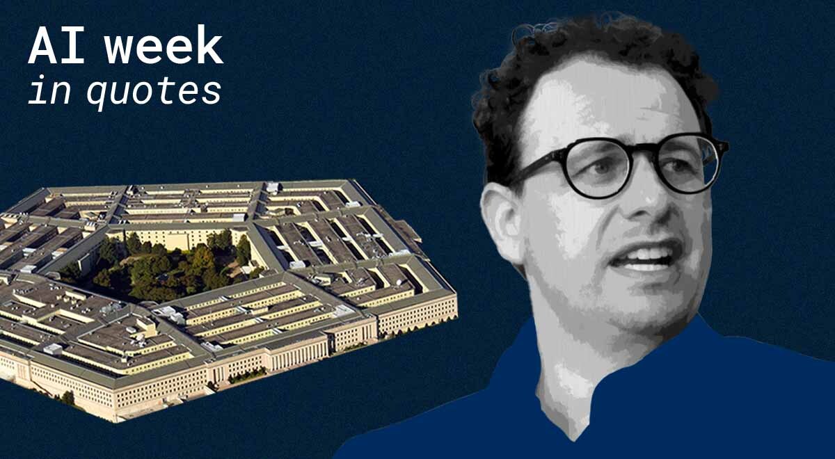 The Pentagon and Dario Amodei, CEO of Anthropic, the watermark that says "AI week in quotes"