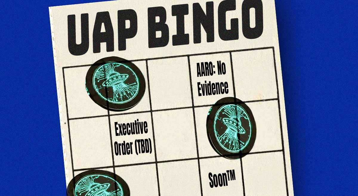 UFO Bingo with various political squares.