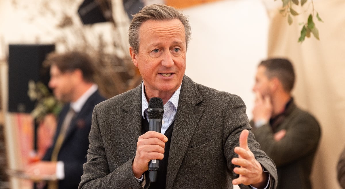 UK former prime minister David Cameron speaking
