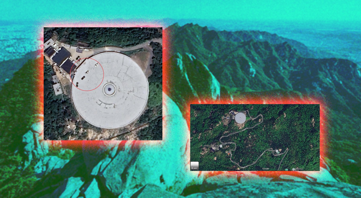 Evidence photos of giant dome UFO sites in the Korean mountains.