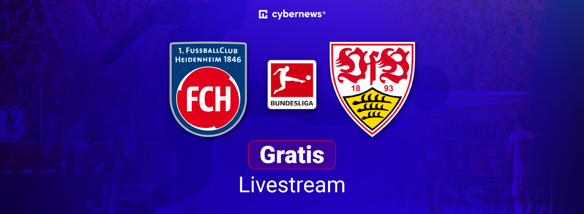 heidenheim vfbstuttgart, team logos, blauer hintergrund