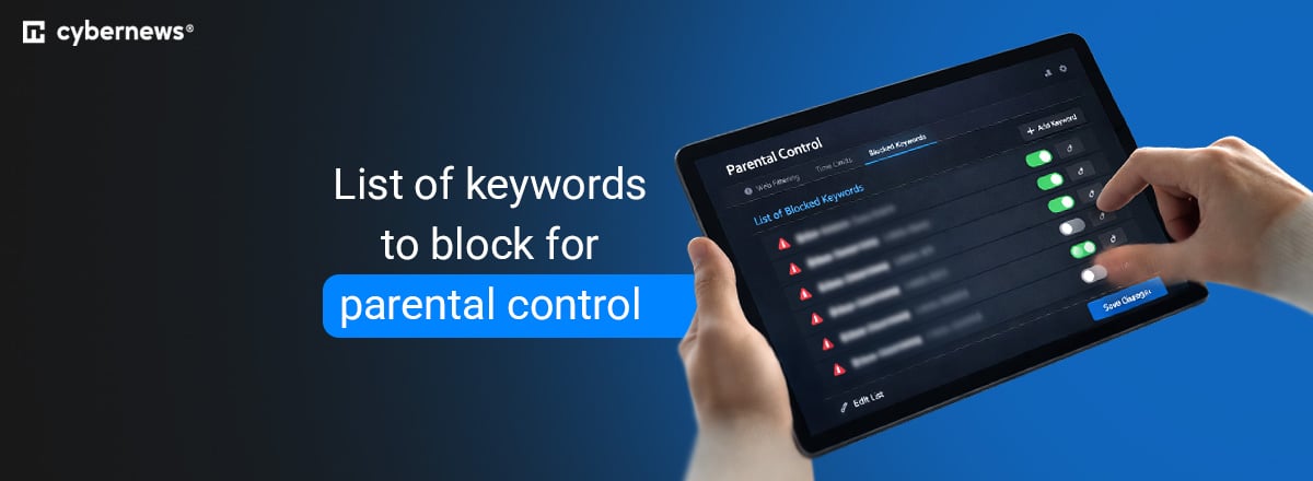 list of keywords to block for parental control
