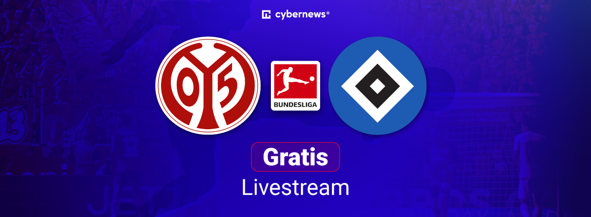mainz05 hamburgersv, team logos, blauer hintergrund