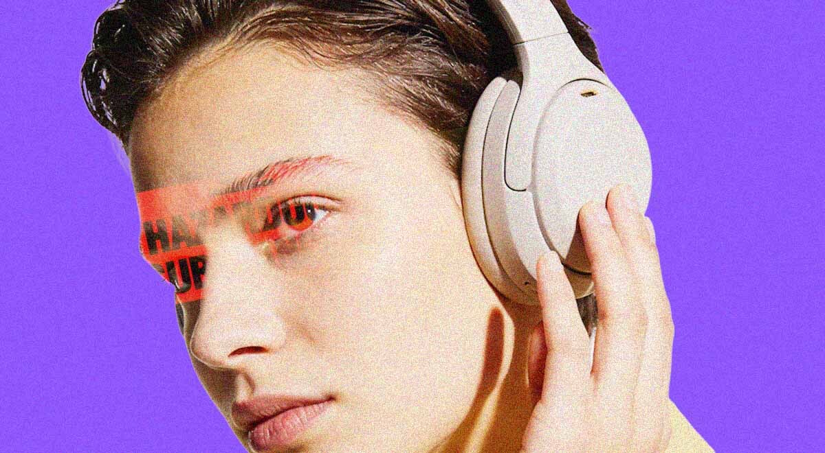Woman wearing headphones