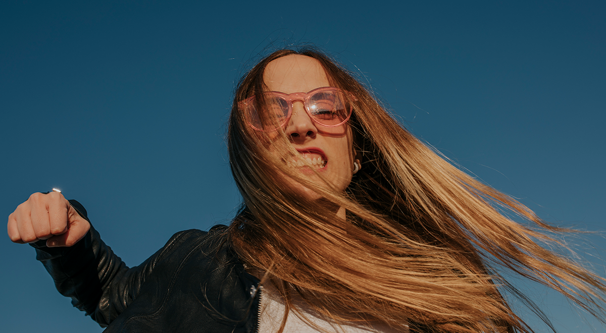 young woman with glasses