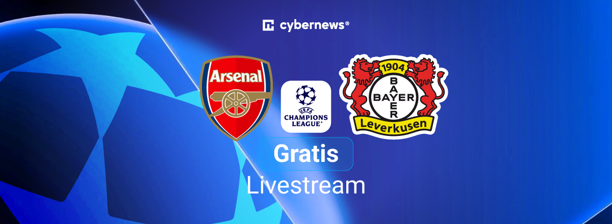 Arsenal vs. Leverkusen, Team Logos, blauer Hintergrund