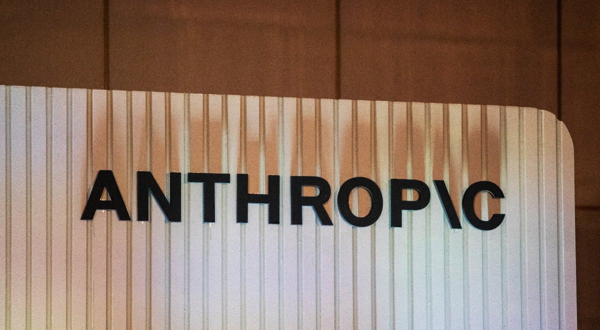 The Anthropic logo displayed on the stage during the company's Builder Summit in Bengaluru, India
