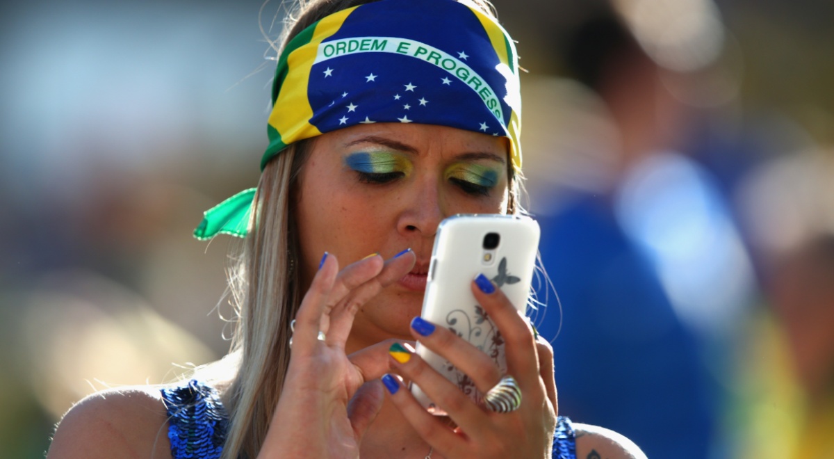 Brazilian woman using smartphone