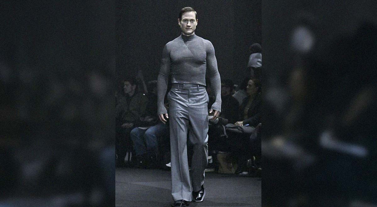 Bryan Johnson walking Paris Fashion Week