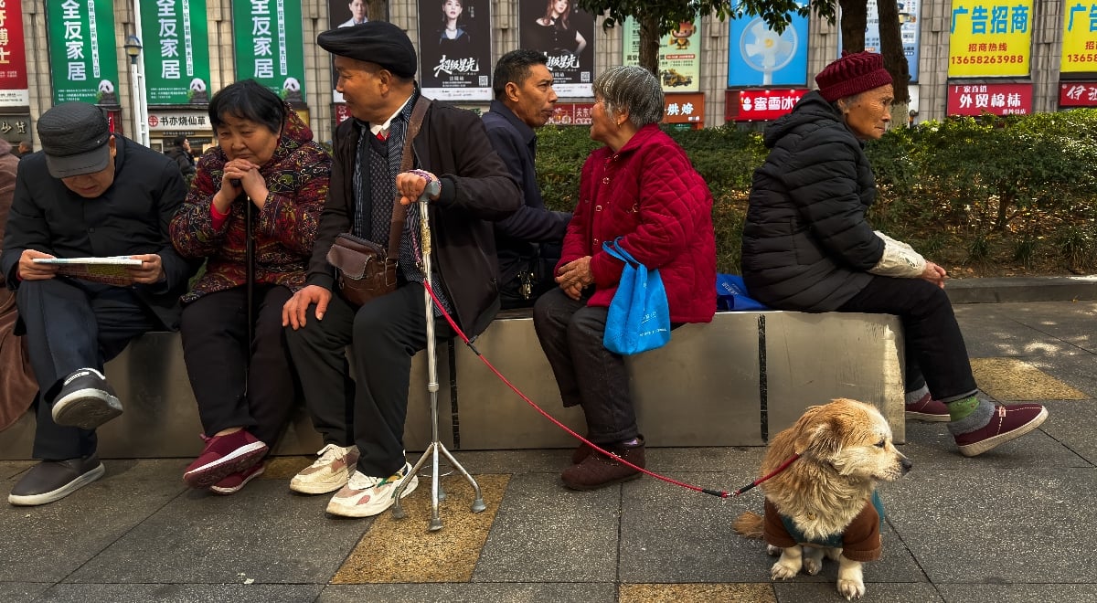 Elderly people sit and rest in Chongqing, China