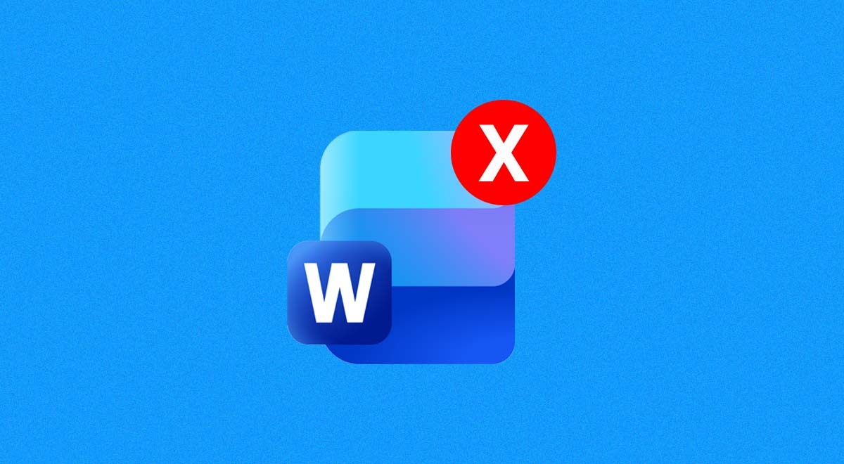 Logo of Microsoft Word and white X in a red circle