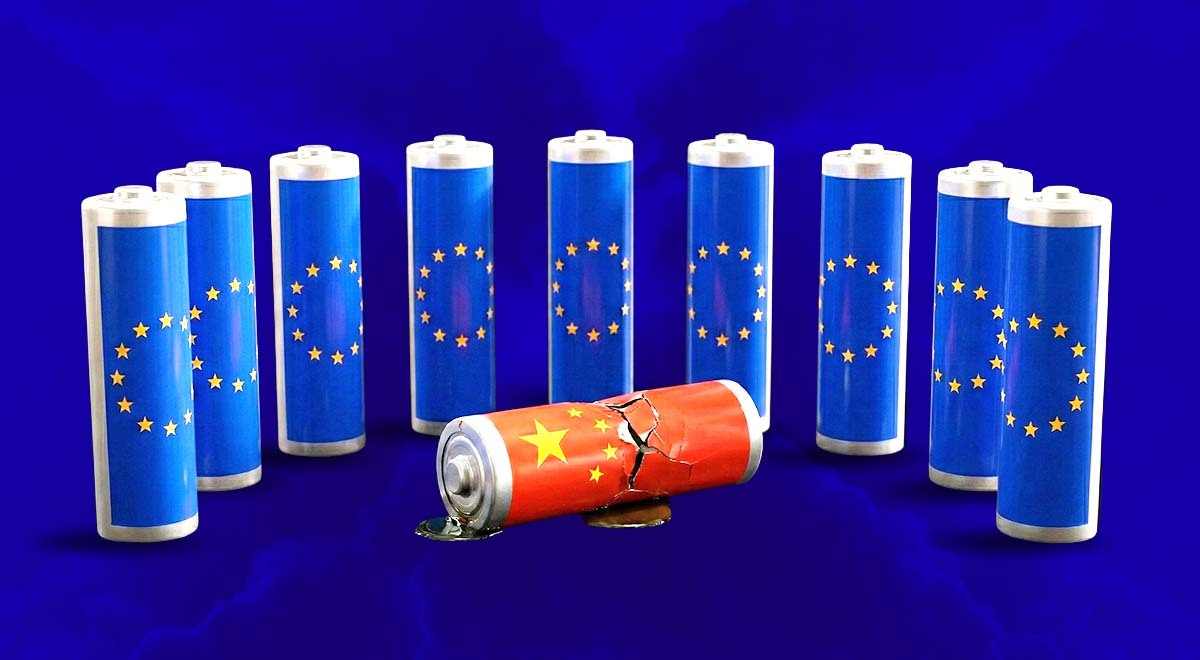 multiple batteries with the eu flag