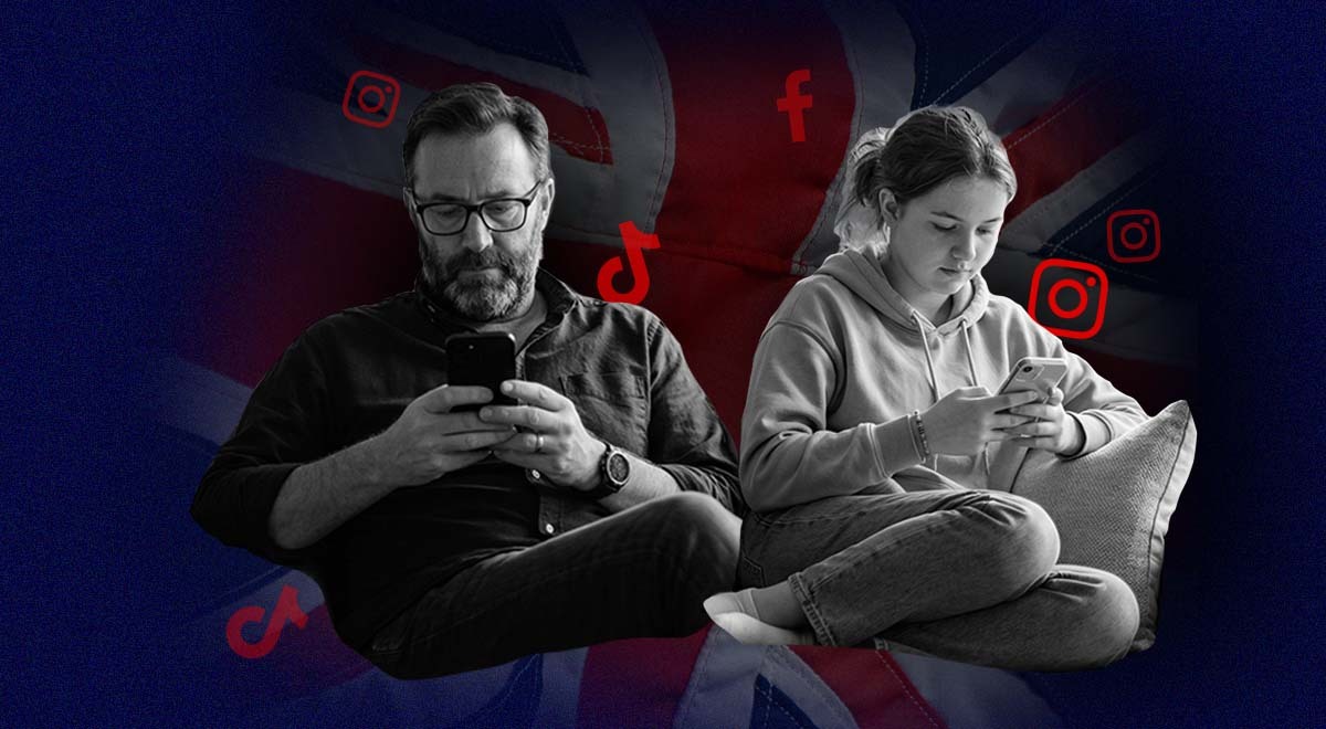 Parent and kid on social media ban in the UK