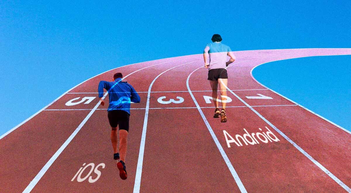 People shown as iOS and Android running track