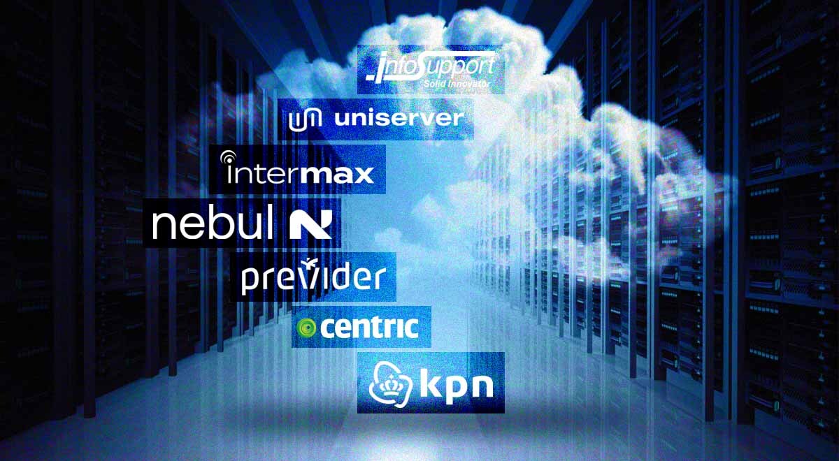Logos of Centric, KPN, Info Support, Intermax, Nebul, Previder, and Uniserver